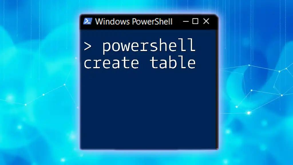 PowerShell Create Table: A Quick Guide to Tables