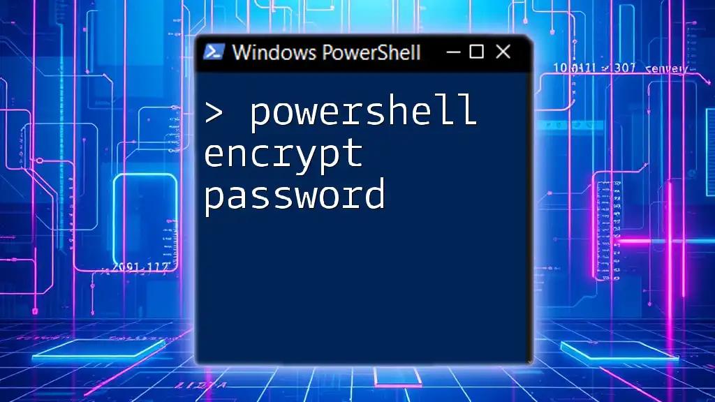 Powershell Encrypt Password: A Quick Guide to Security