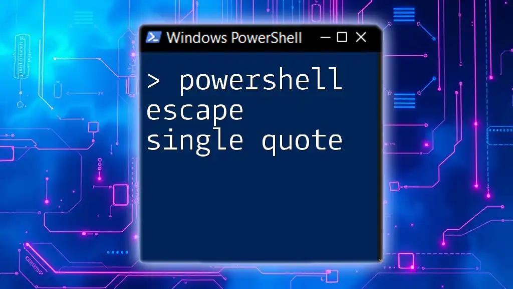 PowerShell Escape Single Quote: Mastering String Handling