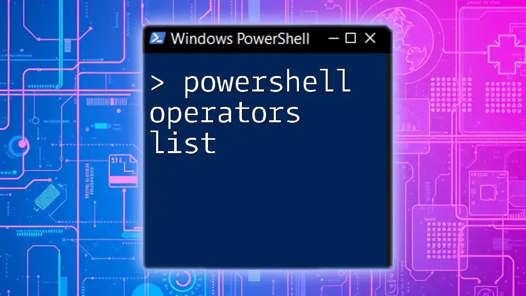 PowerShell Operators List: A Quick Reference Guide