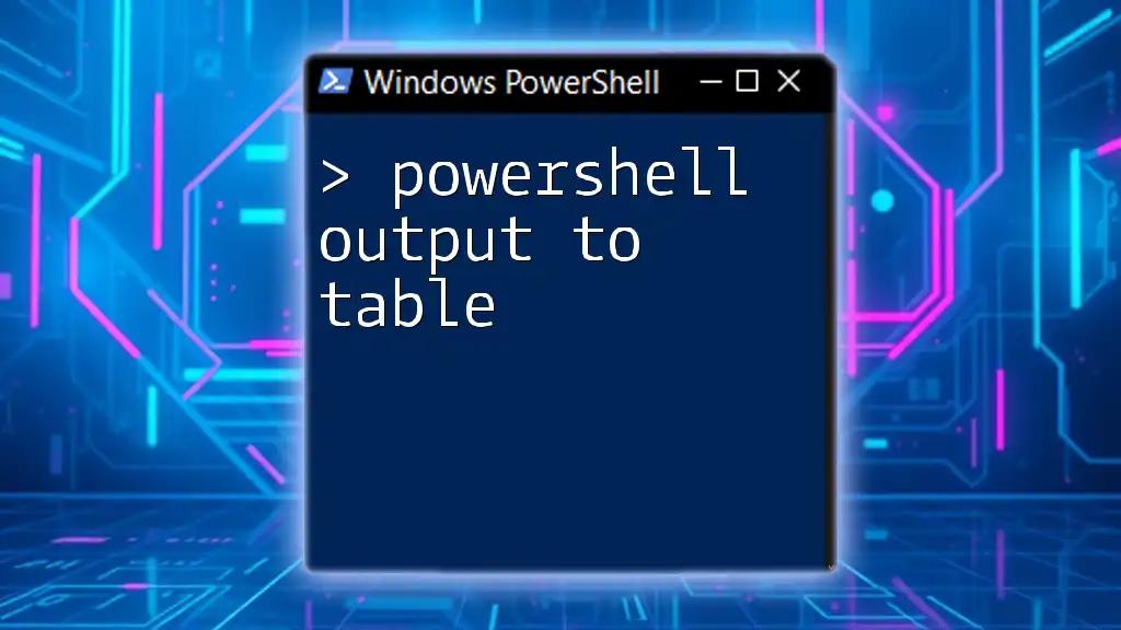 PowerShell Output to Table: A Quick Guide