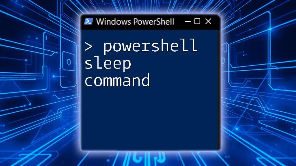 Mastering the PowerShell Sleep Command: A Quick Guide